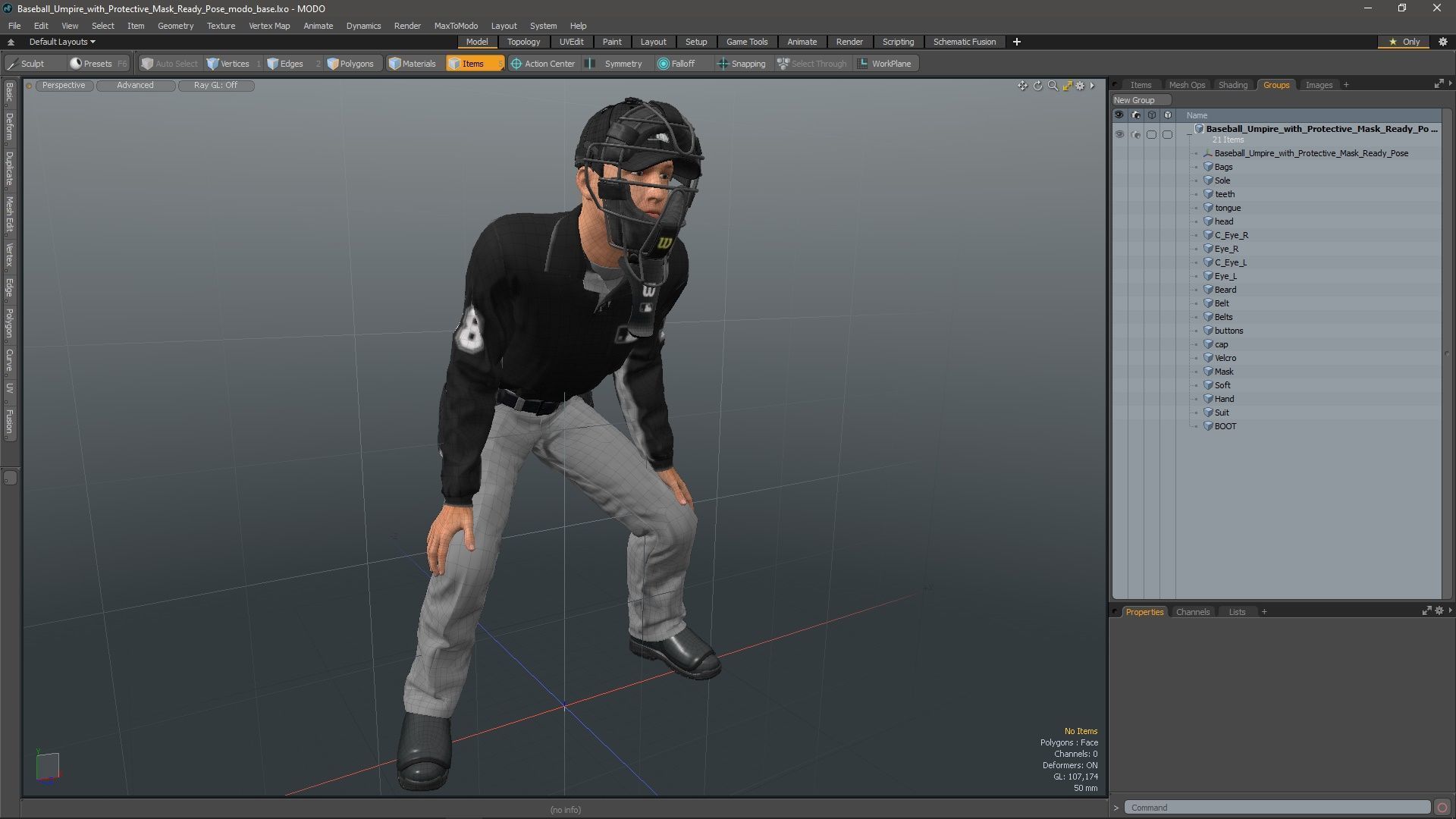 Baseball Umpire with Protective Mask Ready Pose 3D model_23
