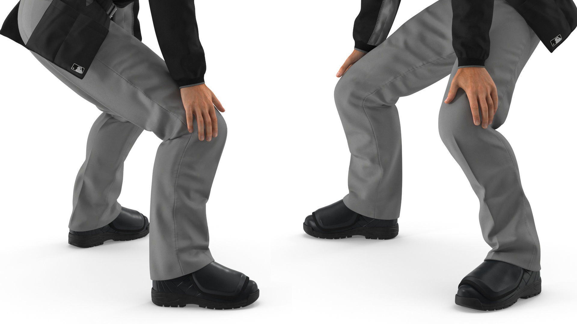 Baseball Umpire with Protective Mask Ready Pose 3D model_8