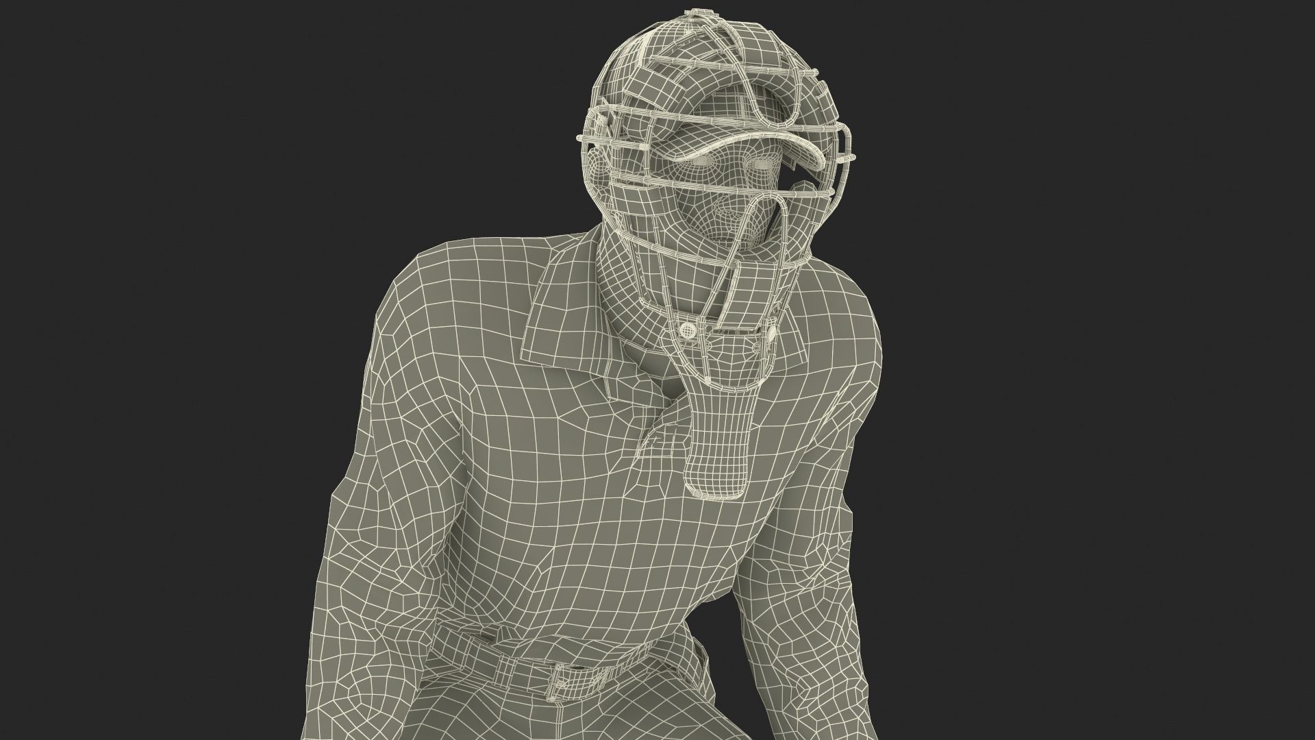Baseball Umpire with Protective Mask Ready Pose 3D model_30