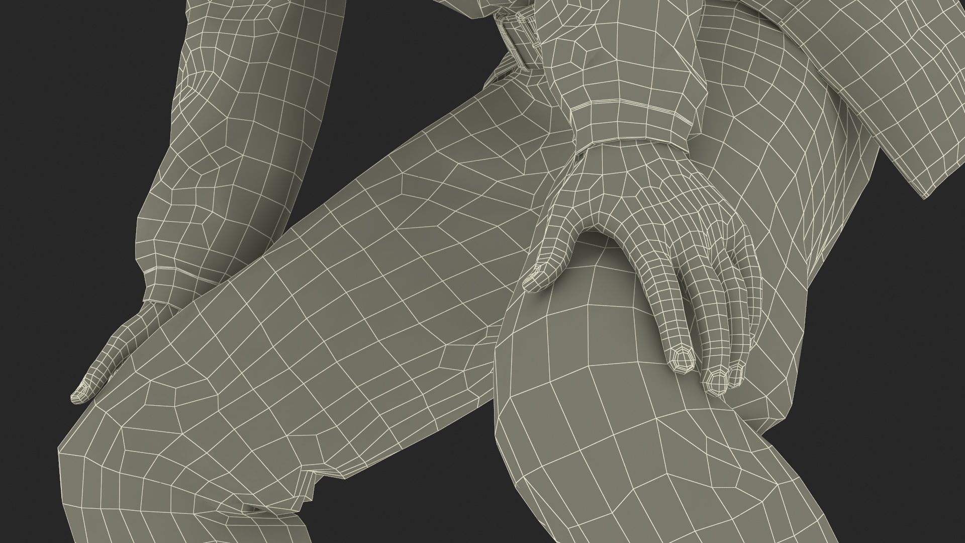 Baseball Umpire with Protective Mask Ready Pose 3D model_32