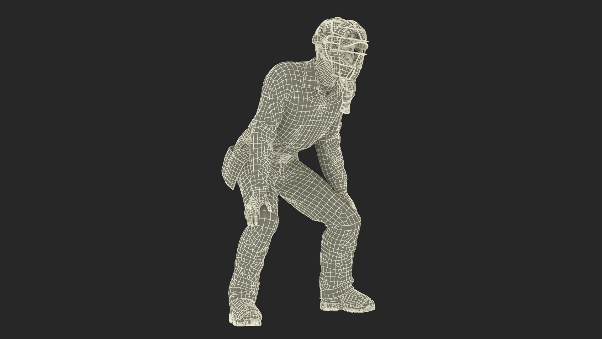 Baseball Umpire with Protective Mask Ready Pose 3D model_26
