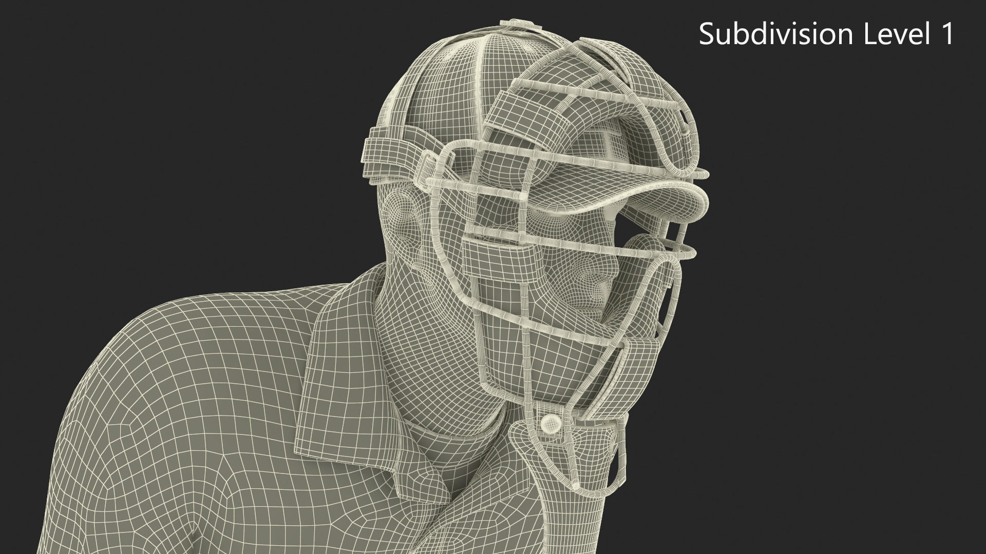 Baseball Umpire with Protective Mask Ready Pose 3D model_18