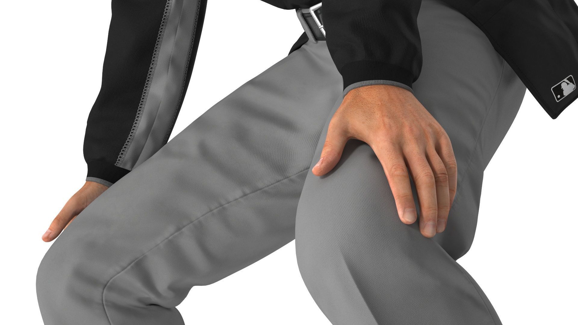 Baseball Umpire with Protective Mask Ready Pose 3D model_13