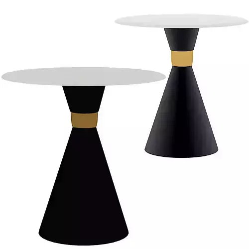 White Marble Top Black Aluminum Base Accent Table