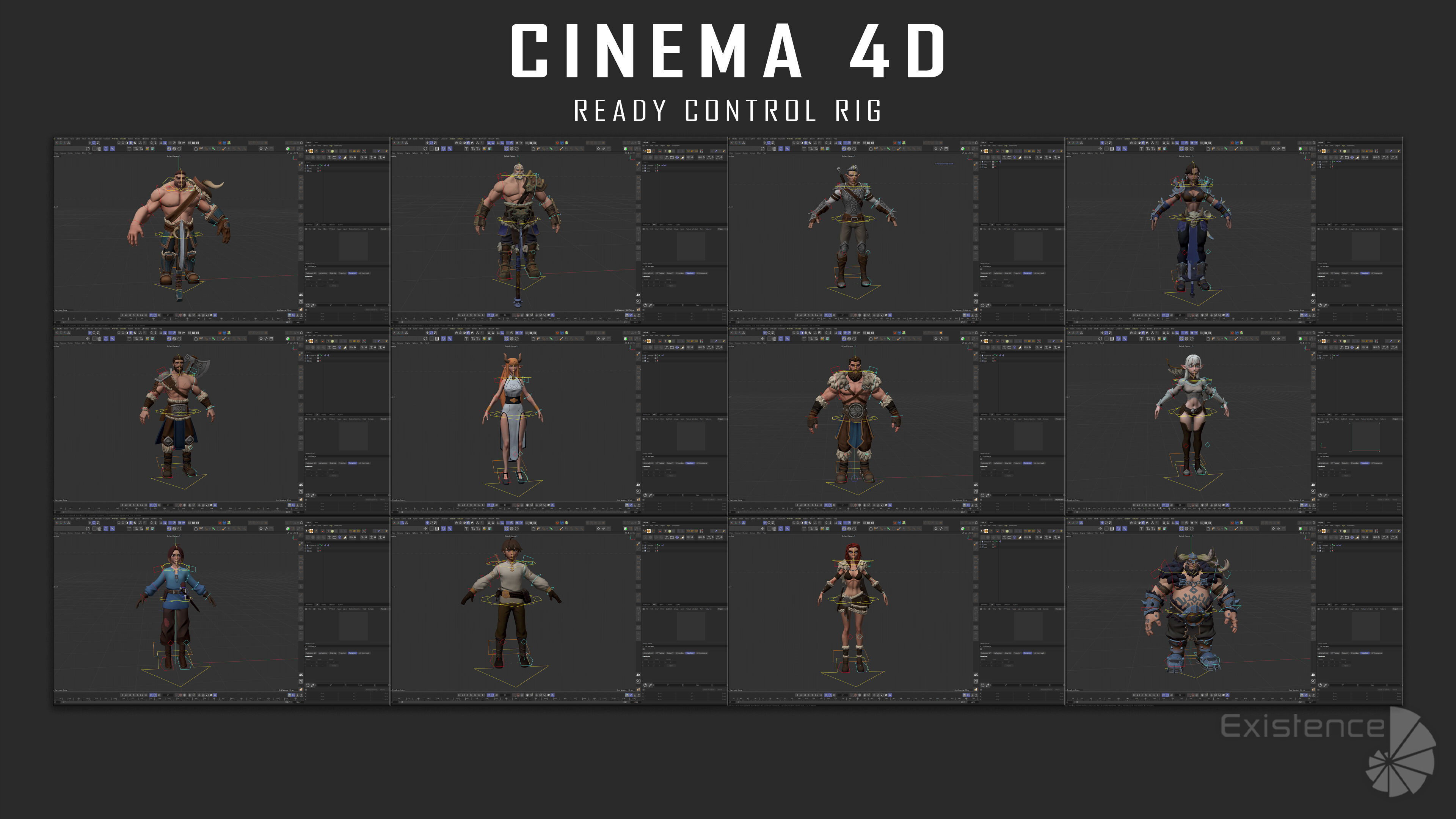 12 in 1 Mega Bundle - Stylized Characters Warriors - 68 Low-poly 3D model_12