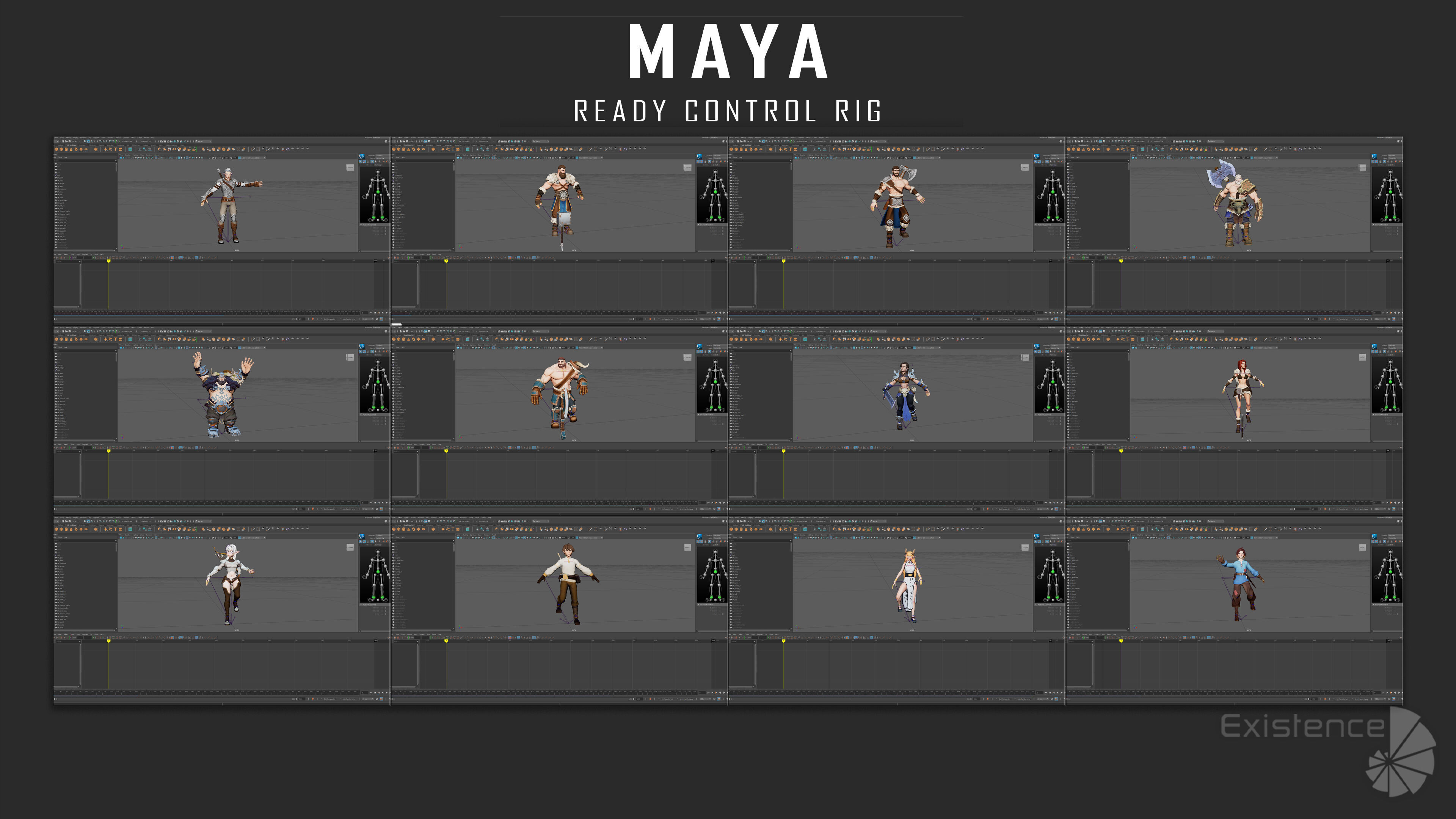 12 in 1 Mega Bundle - Stylized Characters Warriors - 68 Low-poly 3D model_14