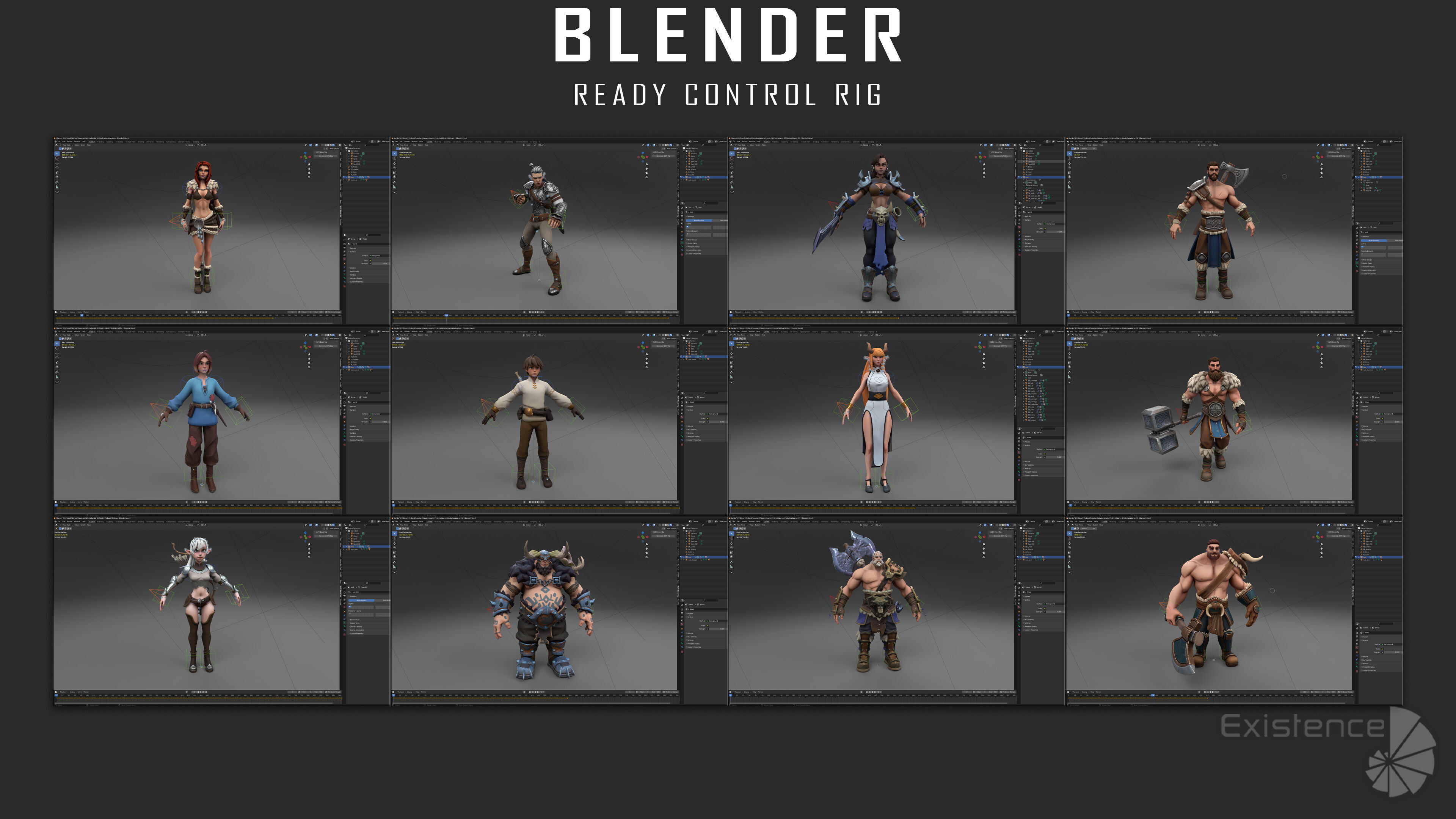 12 in 1 Mega Bundle - Stylized Characters Warriors - 68 Low-poly 3D model_13
