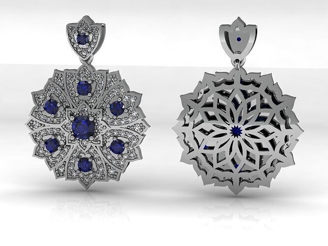 Antique diamond pendant with diamonds 3D print model