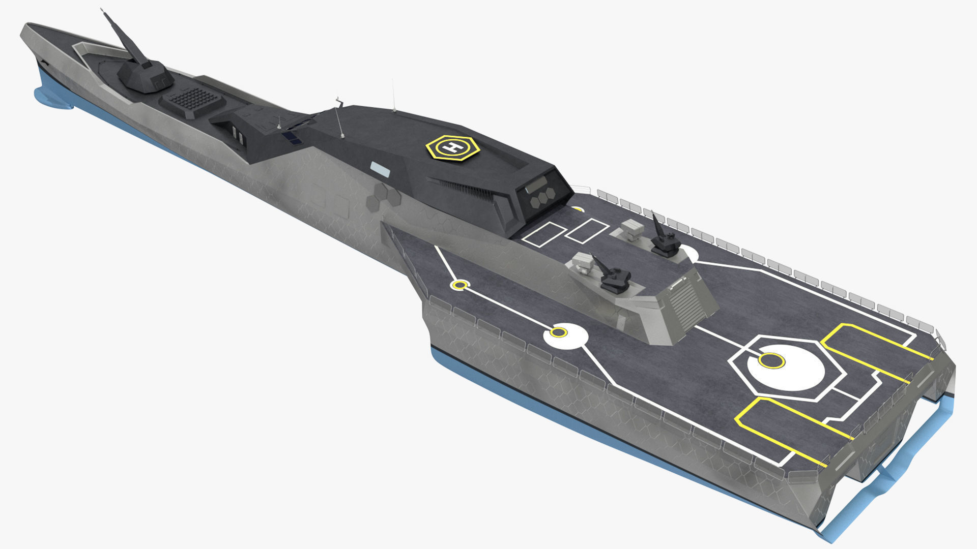 Blue Shark Frigate Rigged for Maya 3D model_18