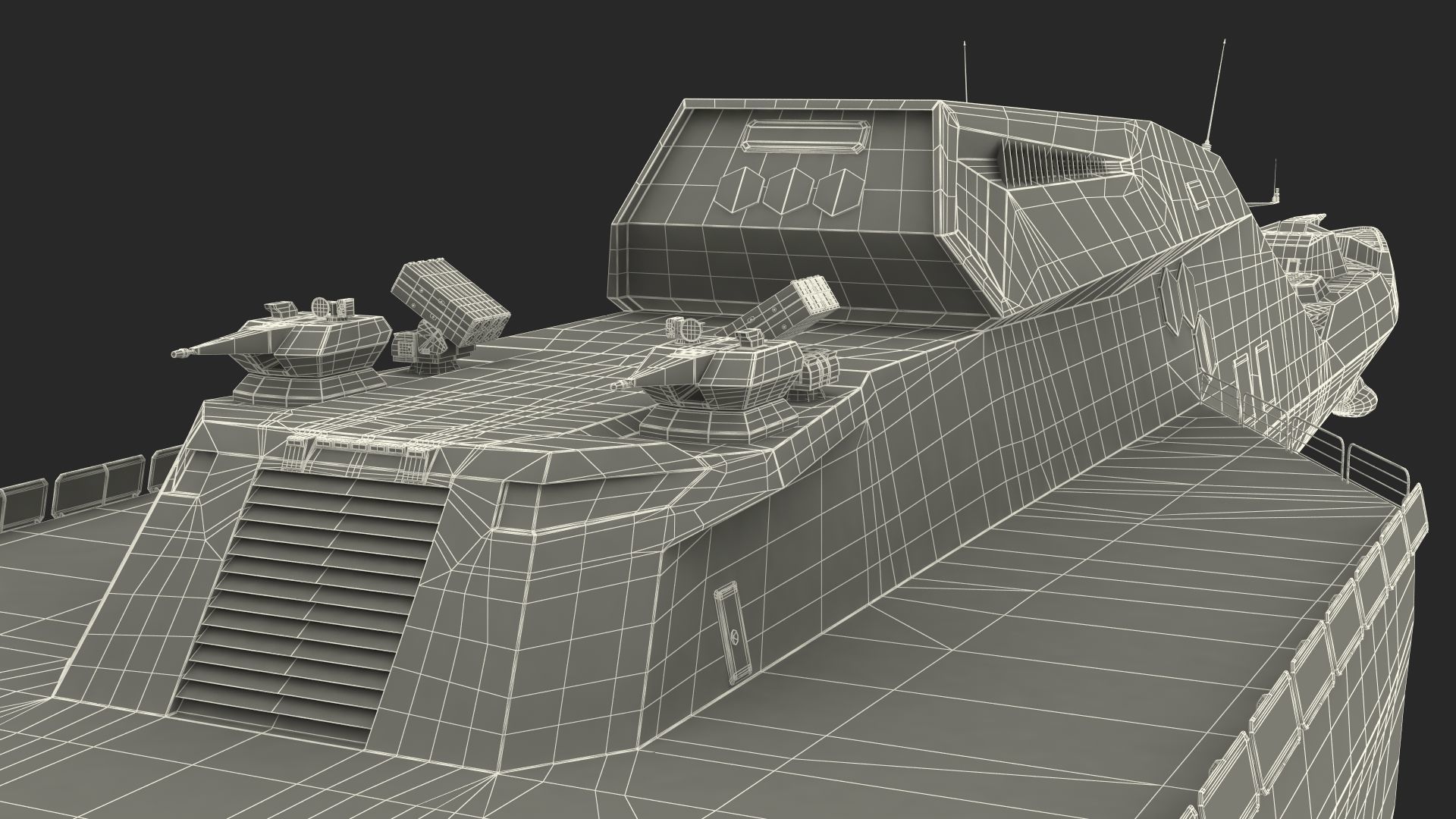 Blue Shark Frigate Rigged for Maya 3D model_45