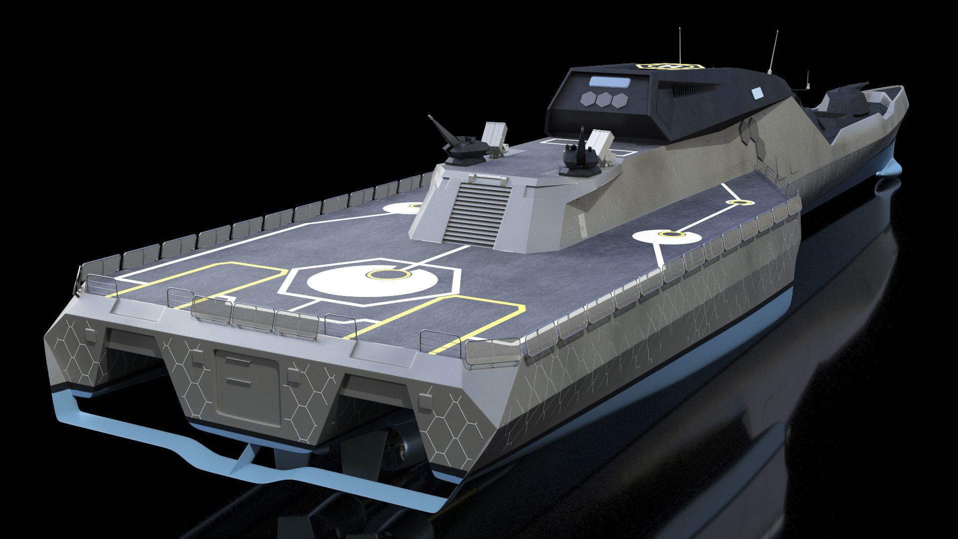 Blue Shark Frigate Rigged for Maya 3D model_16