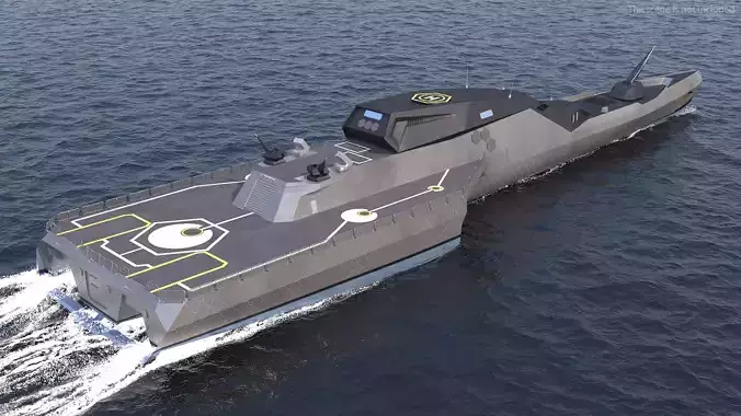 Blue Shark Frigate Rigged for Maya 3D model