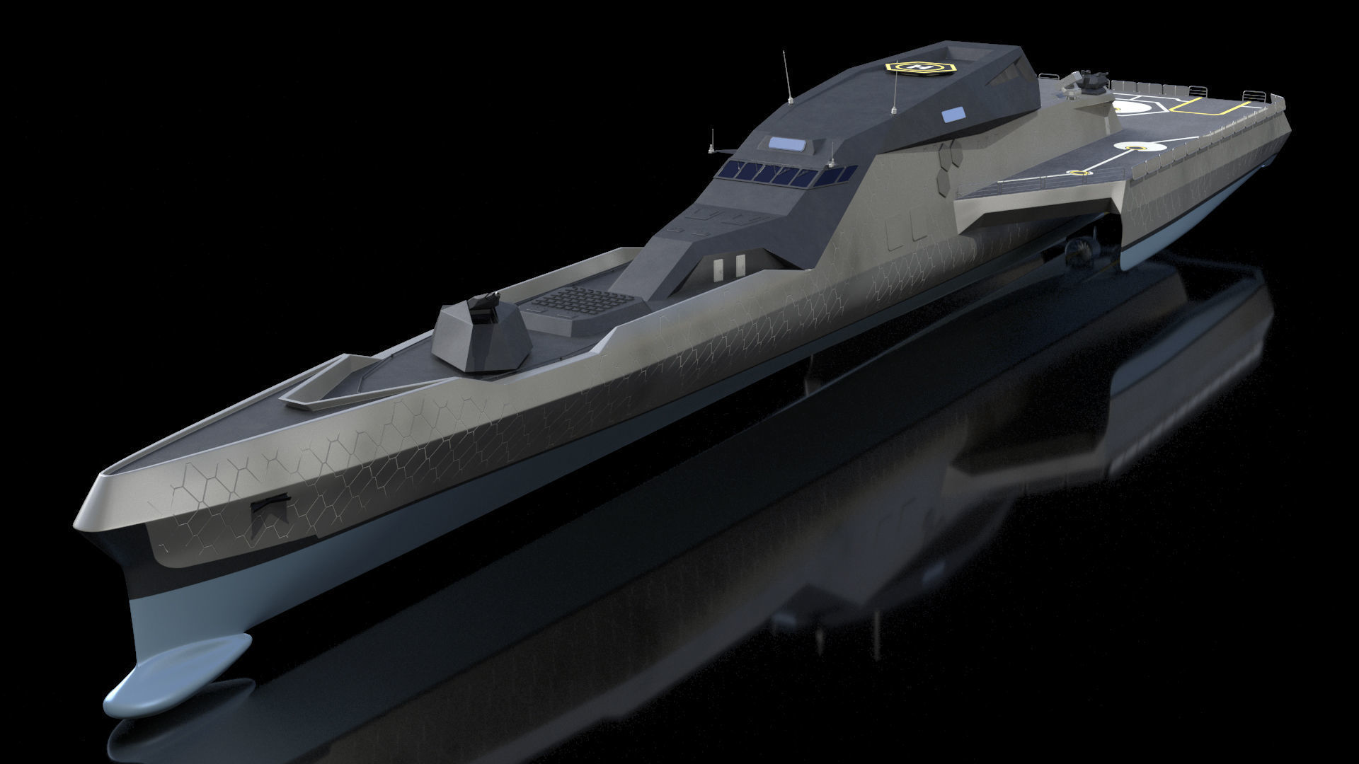 Blue Shark Frigate Rigged for Maya 3D model_15