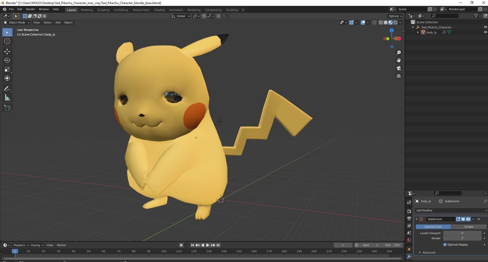 Sad Pikachu Character 3D model_20