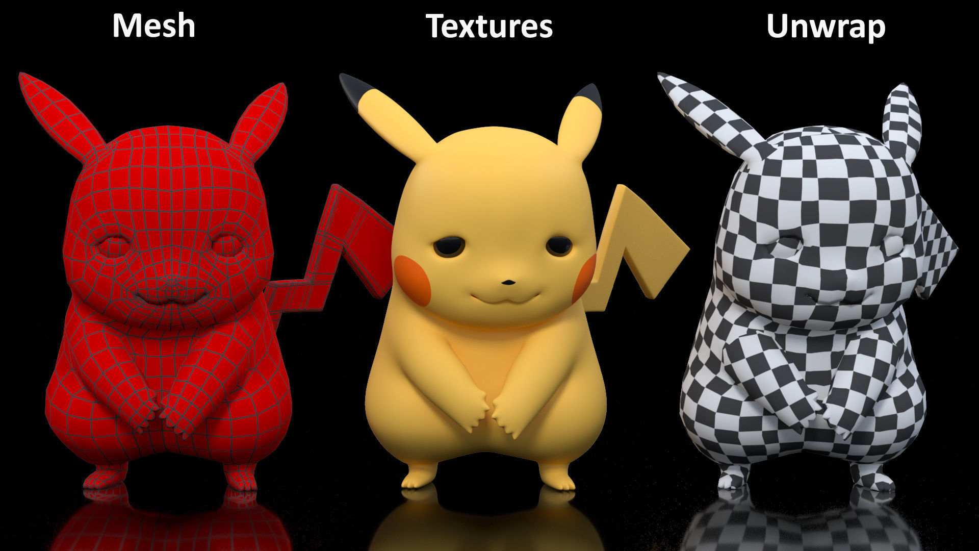 Sad Pikachu Character 3D model_15