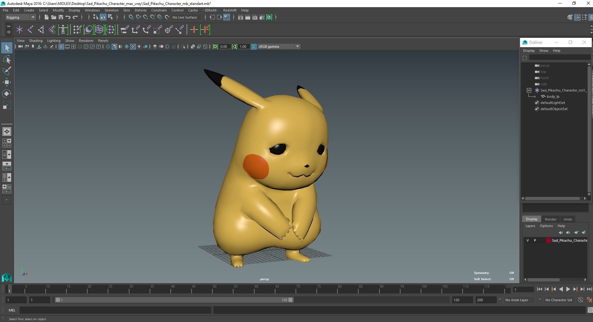 Sad Pikachu Character 3D model_23