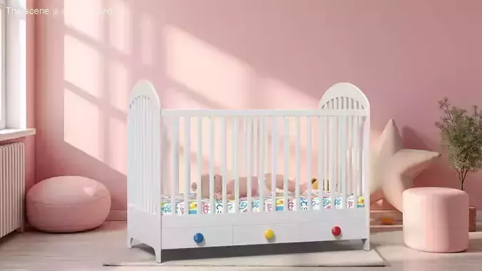Baby Girl in Bed Sleeping Fur Rigged 3D model