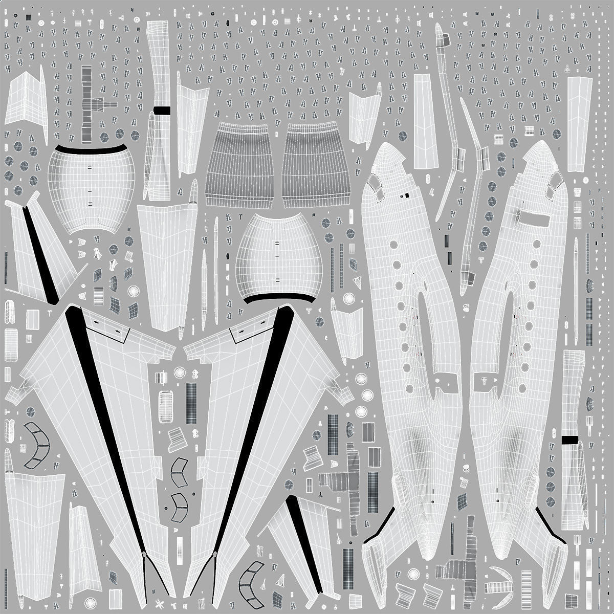 Large Private Jet Rigged for Modo 3D model_24