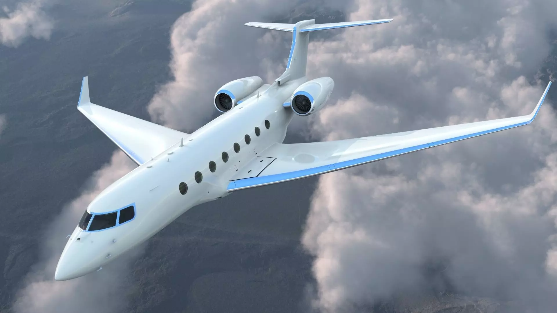 Large Private Jet Rigged for Modo 3D model_0