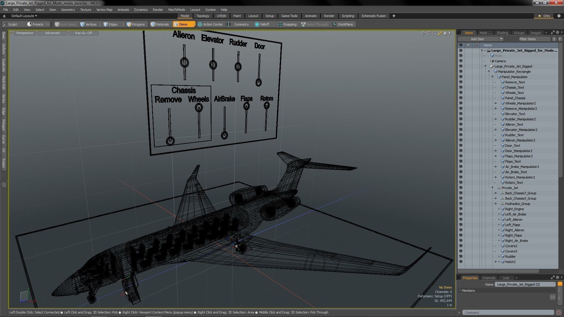 Large Private Jet Rigged for Modo 3D model_28