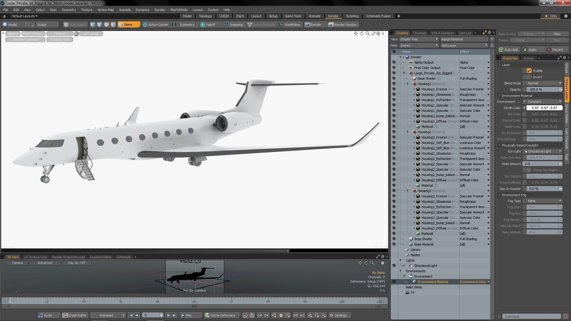 Large Private Jet Rigged for Modo 3D model_26