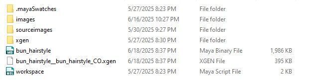 Bun Hairstyle for woman XGen maya scene and alembic FBX 3D model_8