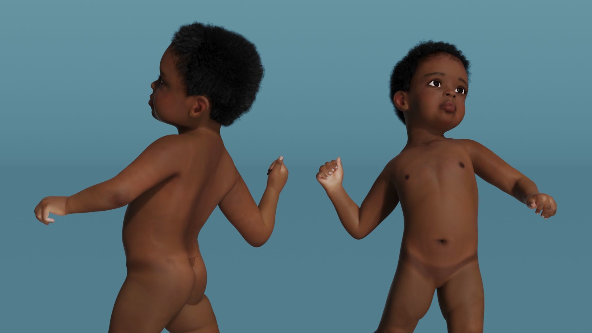 Little Dark Skin Boy Rigged 3D model_3