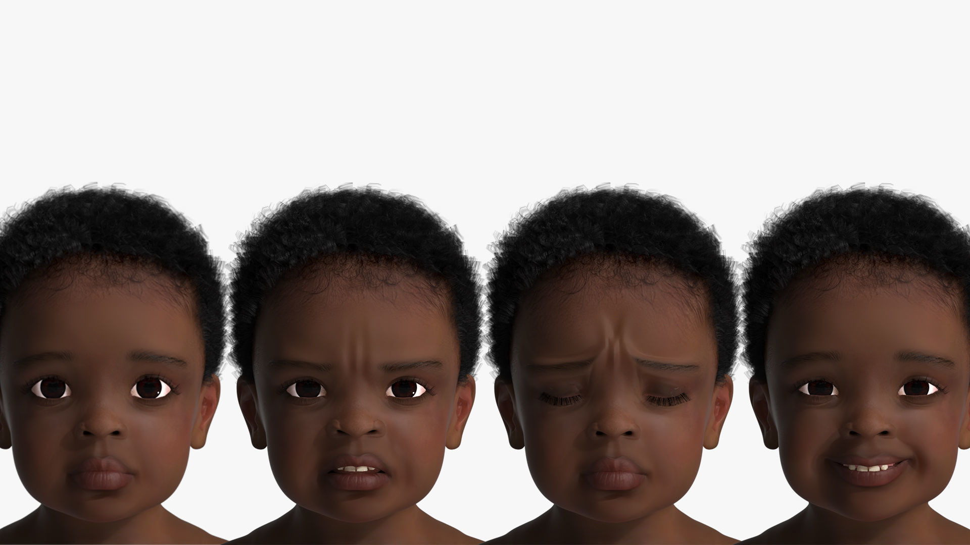 Little Dark Skin Boy Rigged 3D model_12