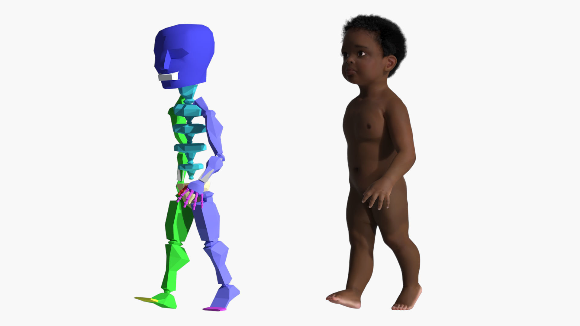 Little Dark Skin Boy Rigged 3D model_6
