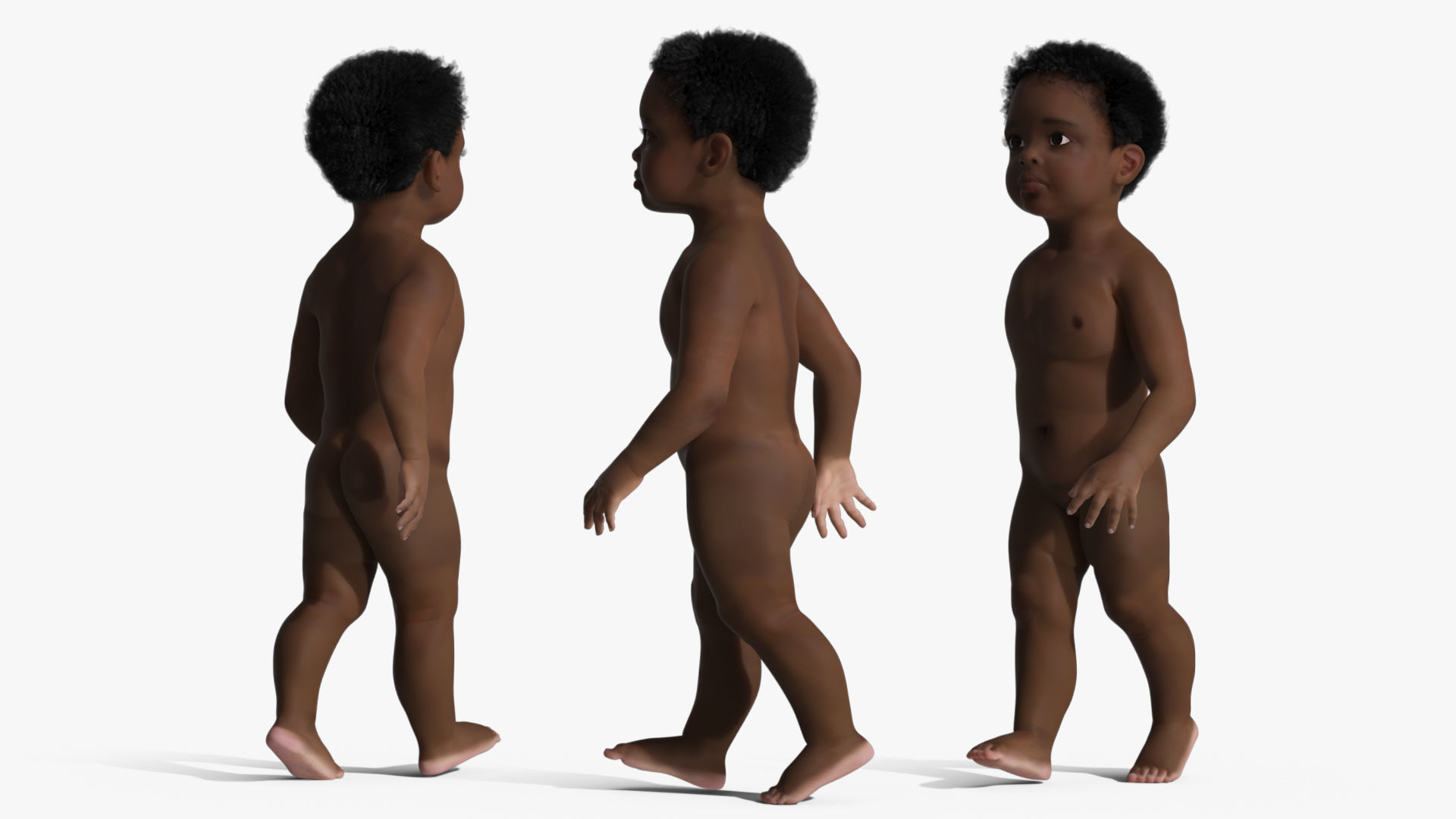Little Dark Skin Boy Rigged 3D model_9