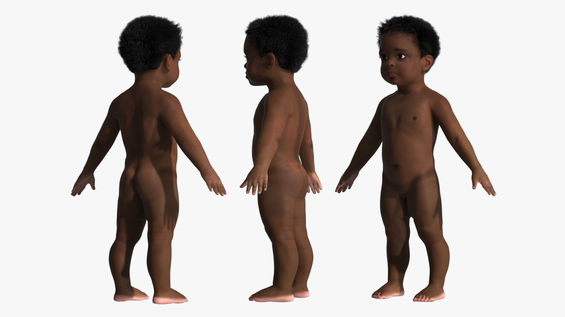 Little Dark Skin Boy Rigged 3D model_8