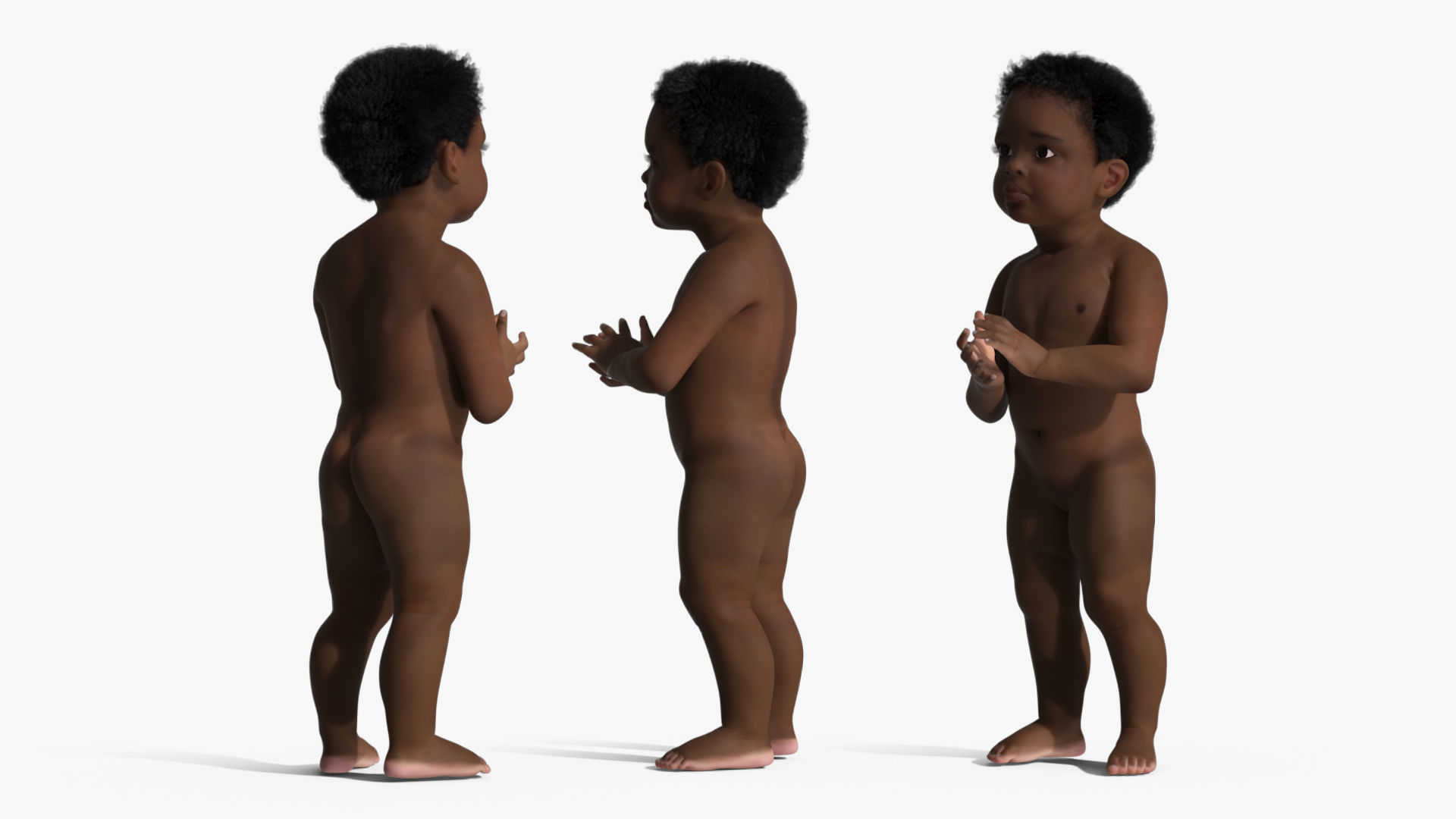 Little Dark Skin Boy Rigged 3D model_10