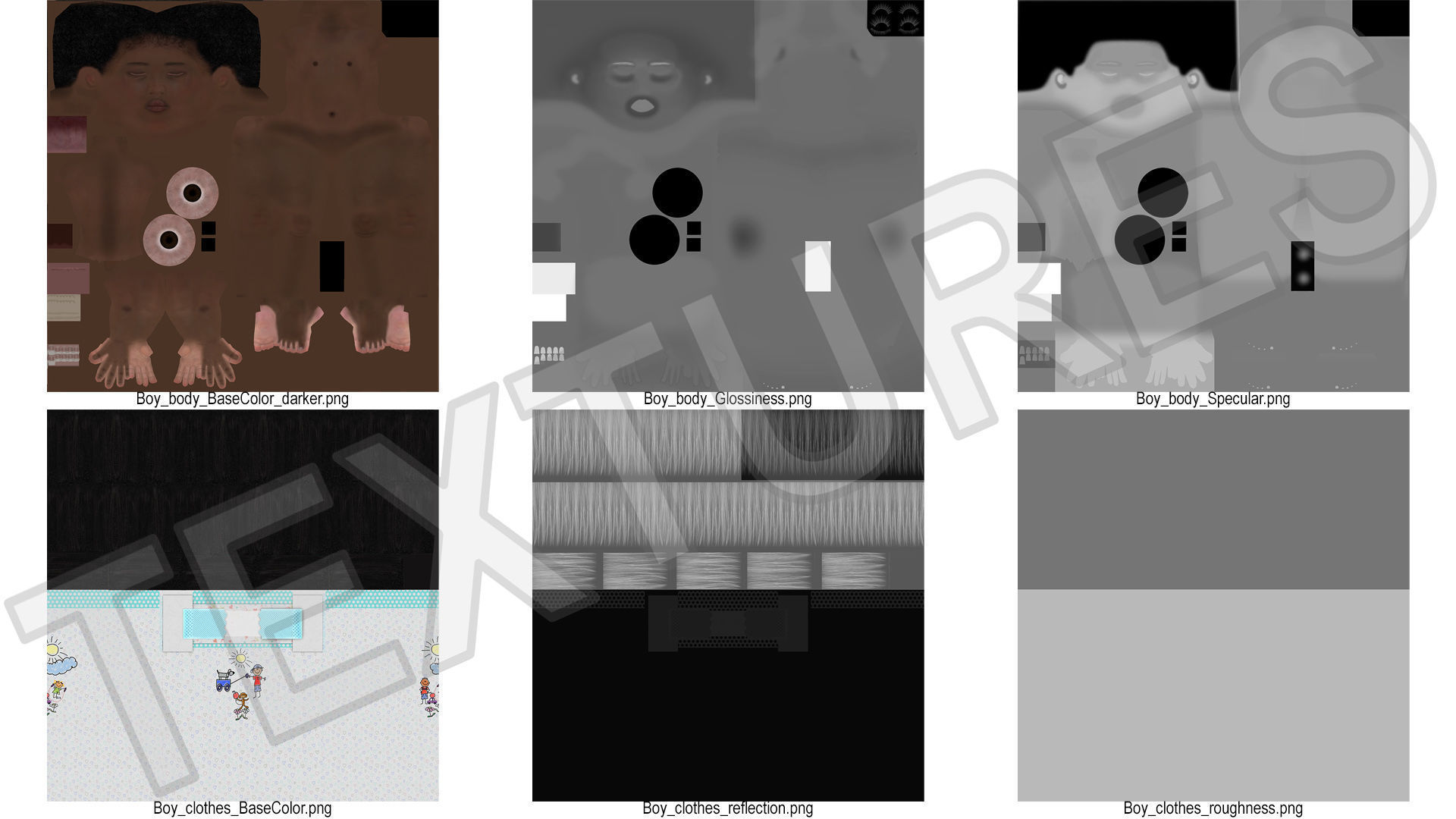 Little Dark Skin Boy Rigged 3D model_23