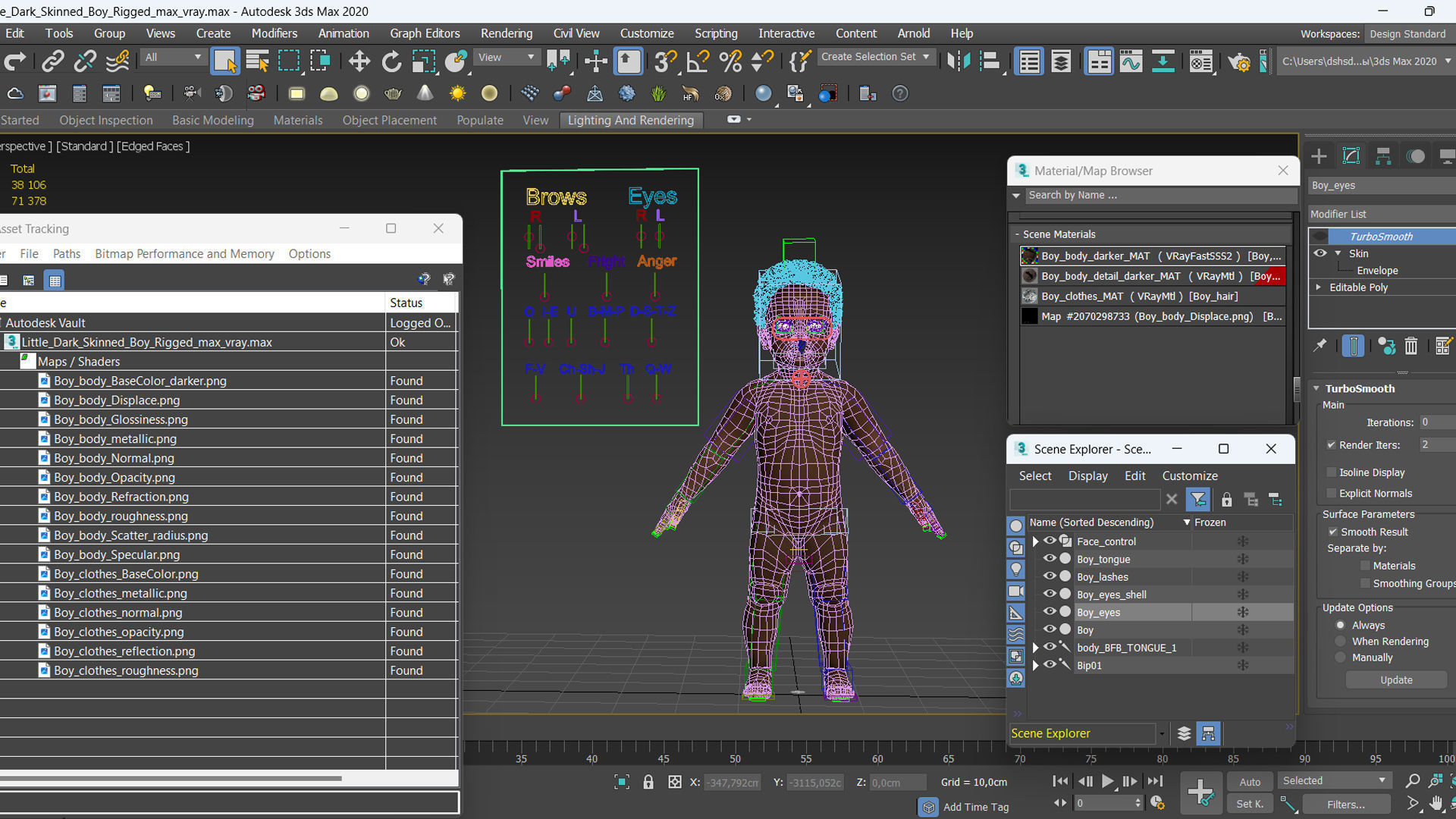 Little Dark Skin Boy Rigged 3D model_24