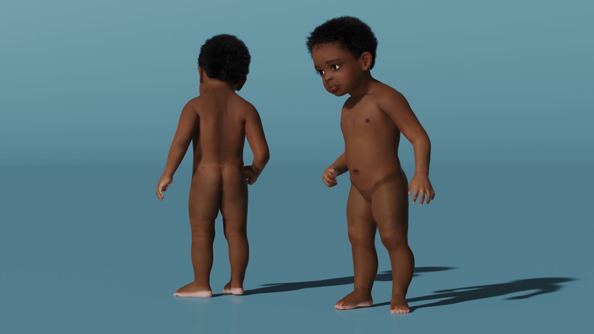 Little Dark Skin Boy Rigged 3D model_5