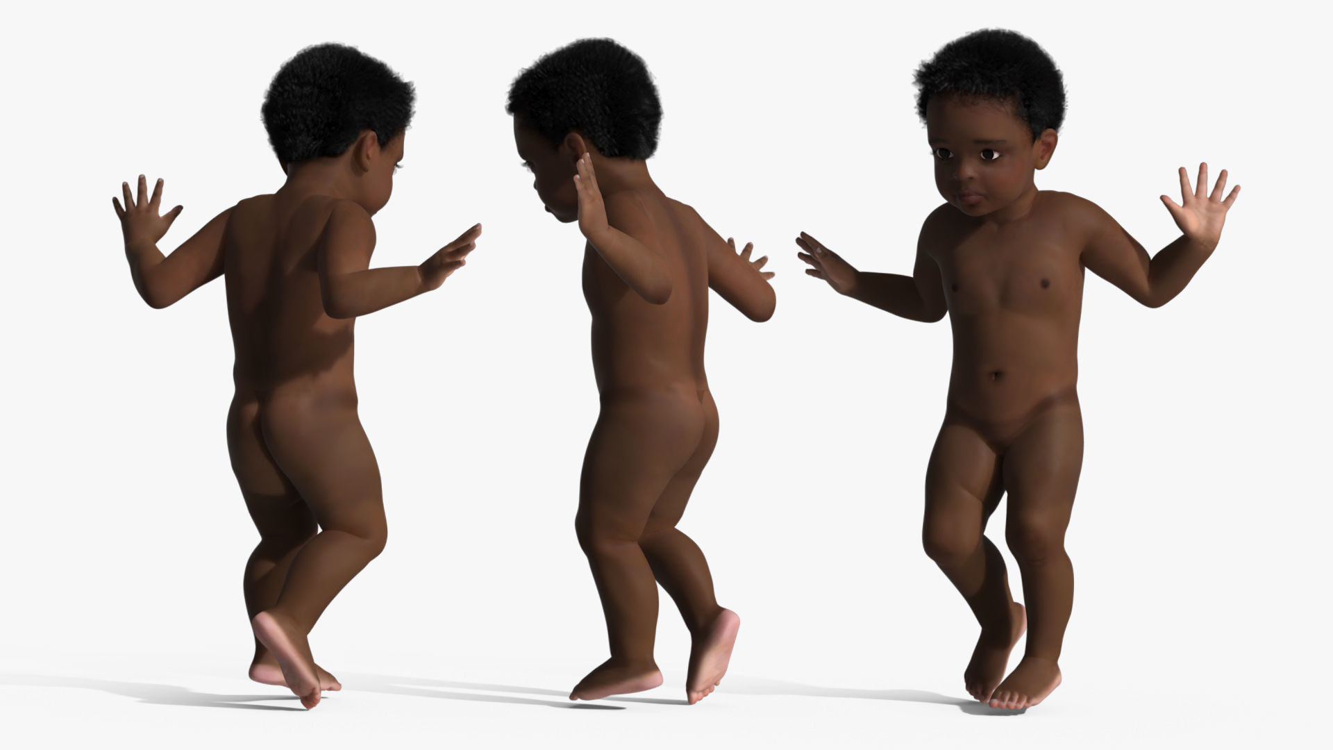Little Dark Skin Boy Rigged 3D model_11