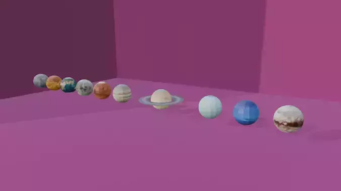 PLANETS - LOW POLY - PS1 RETRO STYLE Low-poly 3D model