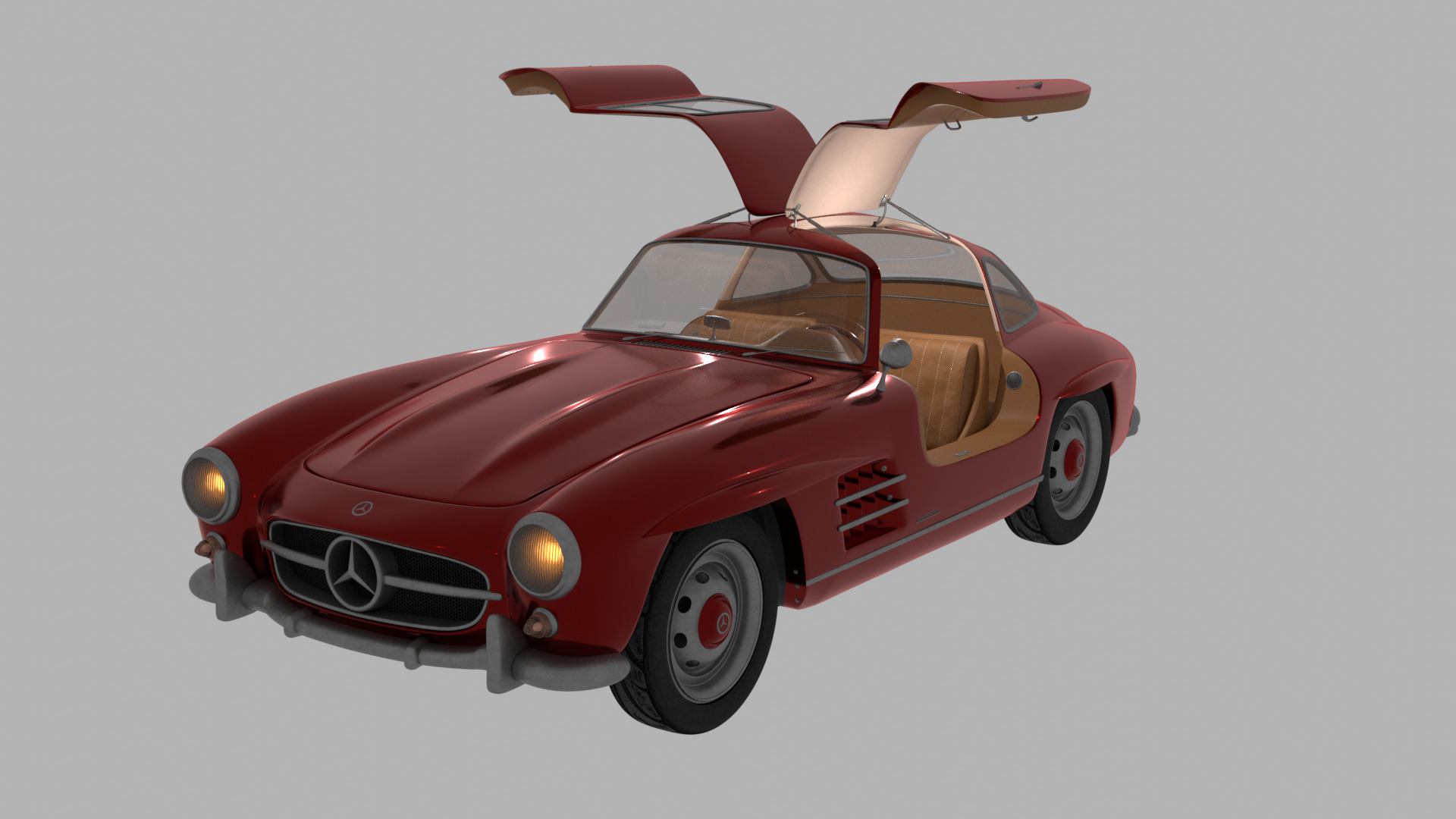 Mercedes Benz 300 SL Low-poly 3D model_6