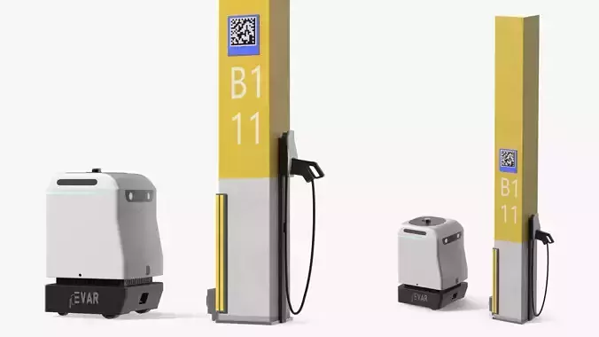 EVAR Parky Charging Robot Rigged 3D model