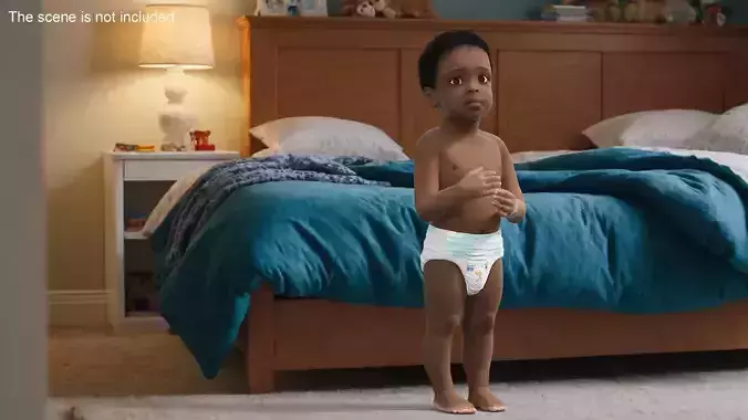 Toddler Boy Dark Skinned in Diaper Standing