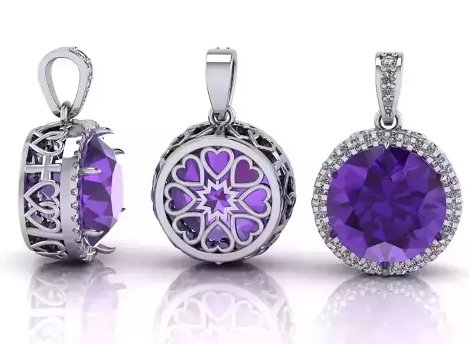 Amethyst pendant with diamonds