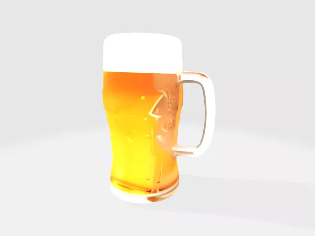 Glass of beer Low-poly 3D model_0