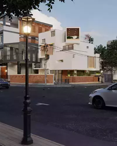 Modern Urban Corner House Compact Residential 