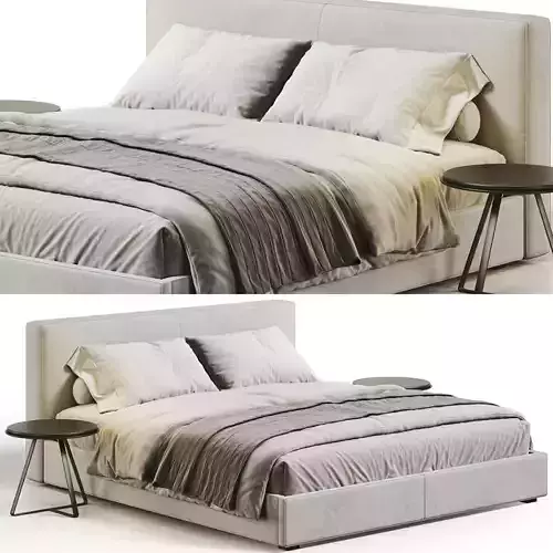 West Elm Curved Modern Upholstered Bed 3D model