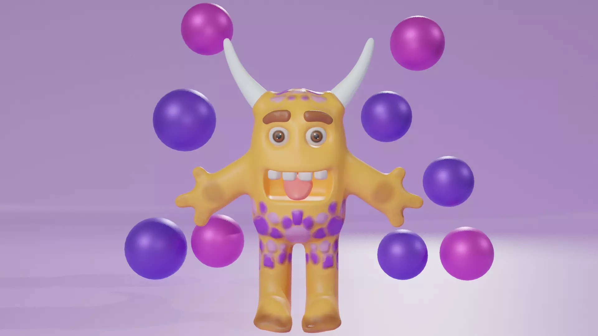 Cute Cartoon Monster Character Model Low-poly 3D model_1