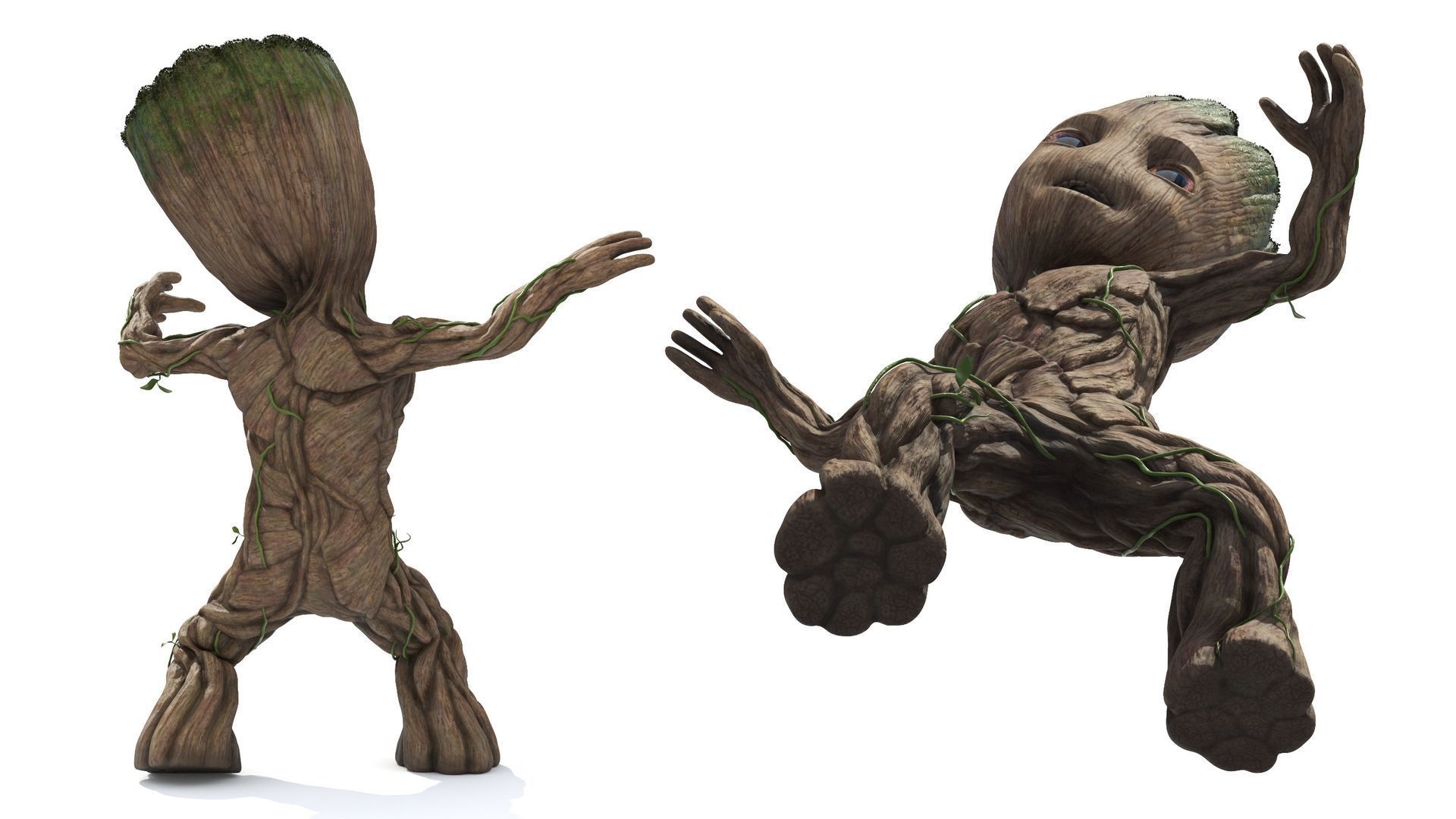Little Groot Character Dancing Pose for 3D Print 3D print model_6