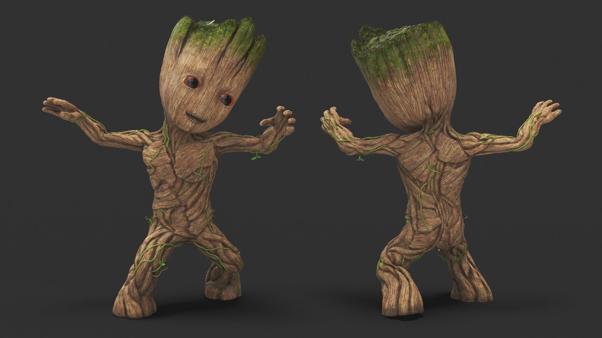Little Groot Character Dancing Pose for 3D Print 3D print model_3