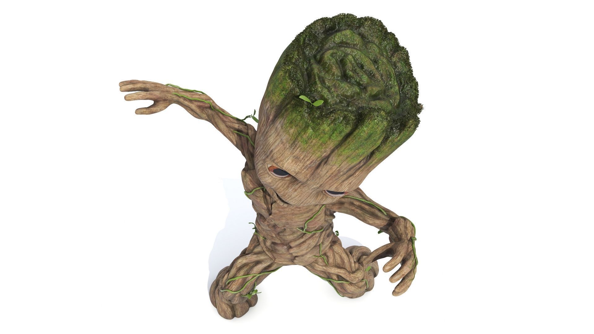 Little Groot Character Dancing Pose for 3D Print 3D print model_7