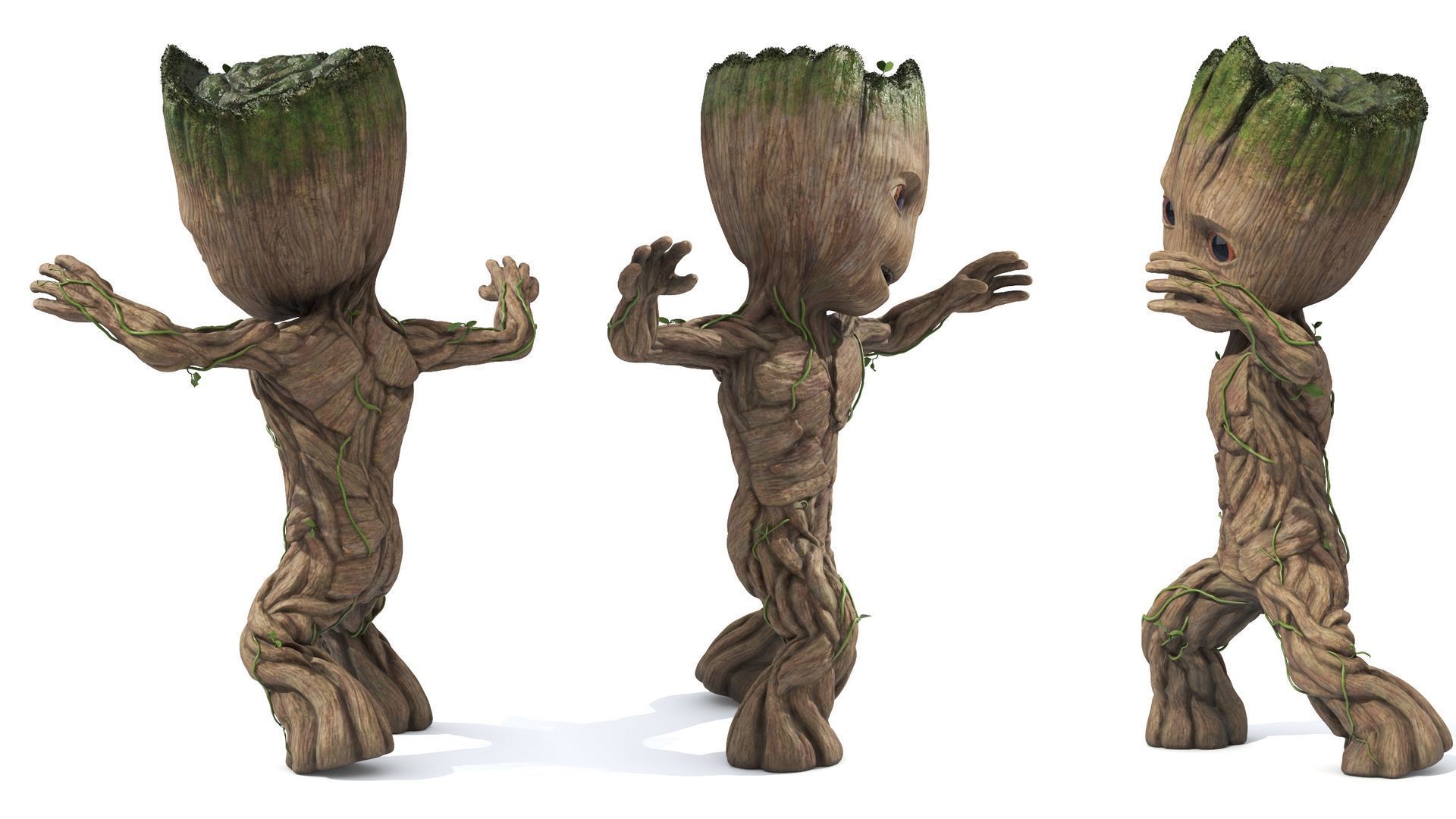 Little Groot Character Dancing Pose for 3D Print 3D print model_5