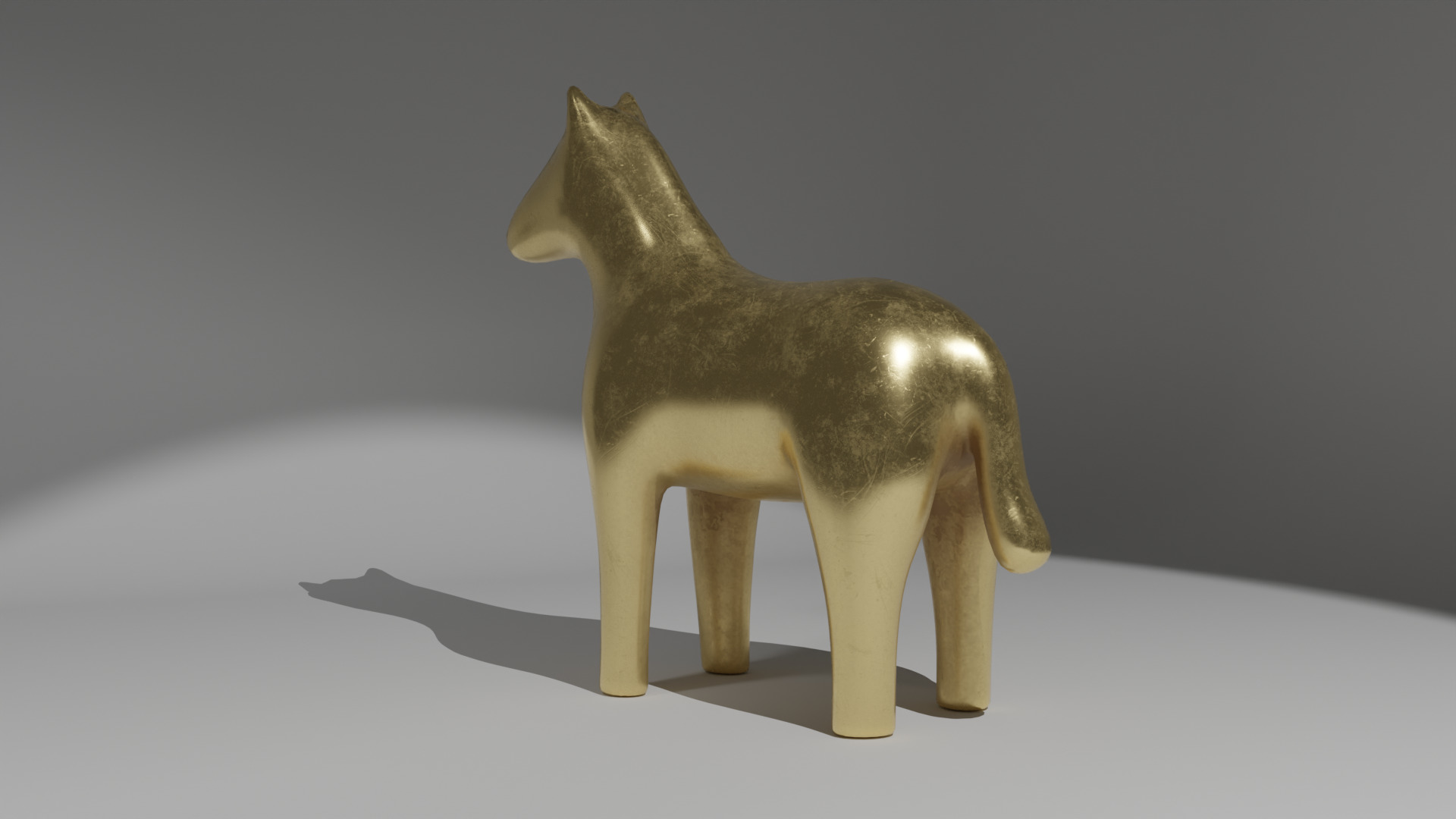 Golden Horse - Statue of a horse made of gold Low-poly 3D model_2